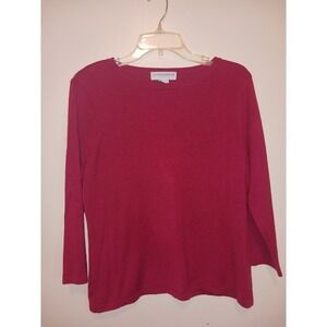 Sagharbor Petite Large Red Knit Long Sleeve ‎ Sweater